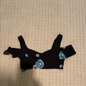 Reformation Black and Blue Floral Tank Top